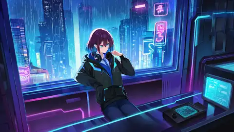Cyberpunk Girl Neon Cafe lofi wallpaper cyberpunk girl neon cafe 0837230917