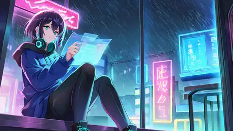 Cyberpunk Girl Neon Cafe lofi wallpaper cyberpunk girl neon cafe 0858371784