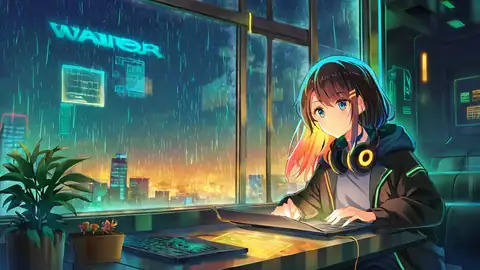 Cyberpunk Girl Neon Cafe lofi wallpaper cyberpunk girl neon cafe 1056549823