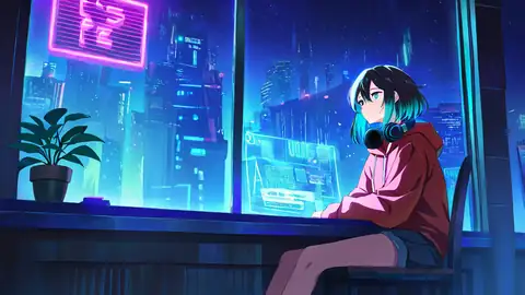 Cyberpunk Girl Neon Cafe lofi wallpaper cyberpunk girl neon cafe 1126981625