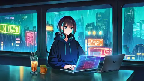 Cyberpunk Girl Neon Cafe lofi wallpaper cyberpunk girl neon cafe 1130780197
