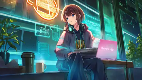Cyberpunk Girl Neon Cafe lofi wallpaper cyberpunk girl neon cafe 1820071701