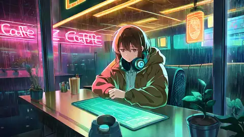Cyberpunk Girl Neon Cafe lofi wallpaper cyberpunk girl neon cafe 2060224136