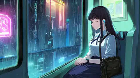 Cyberpunk Girl Train lofi wallpaper cyberpunk girl train 0527936778