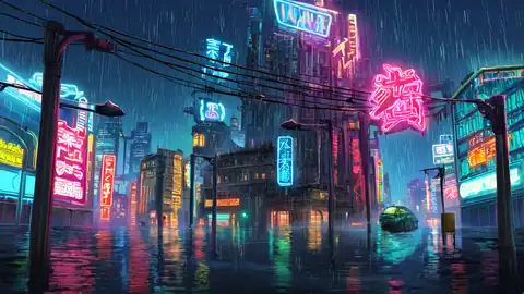 Cyberpunk Neon Rain lofi wallpaper cyberpunk neon rain 0082719141