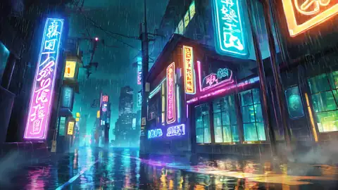 Cyberpunk Neon Rain lofi wallpaper cyberpunk neon rain 0663977542