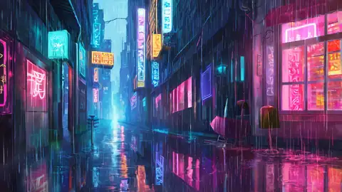 Cyberpunk Neon Rain lofi wallpaper cyberpunk neon rain 0762912469
