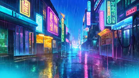 Cyberpunk Neon Rain lofi wallpaper cyberpunk neon rain 0927972676