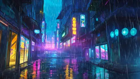 Cyberpunk Neon Rain lofi wallpaper cyberpunk neon rain 1121486020