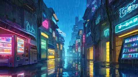 Cyberpunk Neon Rain lofi wallpaper cyberpunk neon rain 1259236582