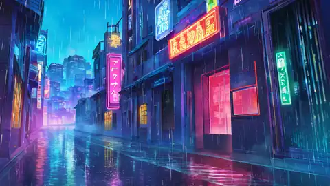 Cyberpunk Neon Rain lofi wallpaper cyberpunk neon rain 1380263341