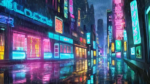 Cyberpunk Neon Rain lofi wallpaper cyberpunk neon rain 1516541312