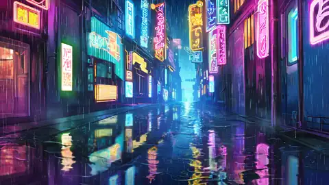 Cyberpunk Neon Rain lofi wallpaper cyberpunk neon rain 1603147484