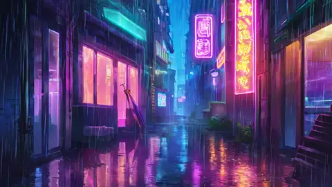 Cyberpunk Neon Rain lofi wallpaper cyberpunk neon rain 2001532288