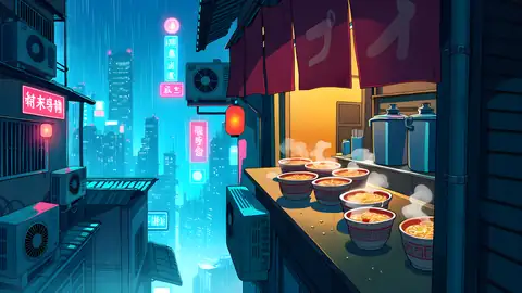 Cyberpunk Ramen Stall lofi wallpaper cyberpunk ramen stall 0757843893