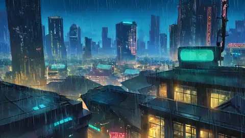Cyberpunk Rooftop lofi wallpaper cyberpunk rooftop 0095158623