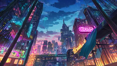 Cyberpunk Rooftop lofi wallpaper cyberpunk rooftop 0345025678