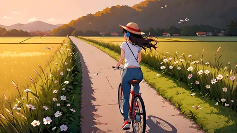 Girl Bicycle Countryside lofi wallpaper girl bicycle countryside 0166474650