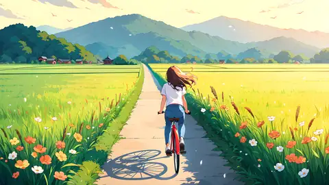 Girl Bicycle Countryside lofi wallpaper girl bicycle countryside 0591550112