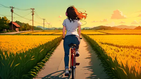 Girl Bicycle Countryside lofi wallpaper girl bicycle countryside 1375269079