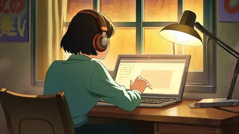 Girl Desk Night Lamp lofi wallpaper girl desk night lamp 0059118857