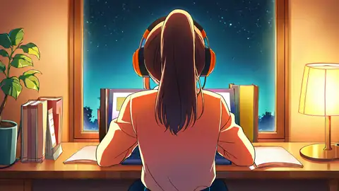 Girl Desk Night Lamp lofi wallpaper girl desk night lamp 0059587650