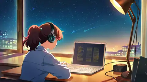 Girl Desk Night Lamp lofi wallpaper girl desk night lamp 0096728399