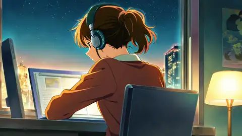 Girl Desk Night Lamp lofi wallpaper girl desk night lamp 0147099958