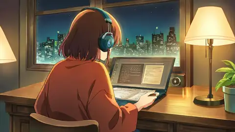Girl Desk Night Lamp lofi wallpaper girl desk night lamp 0152644338
