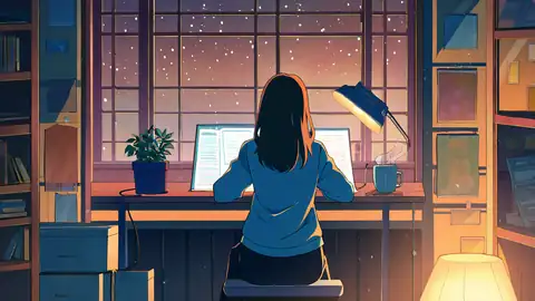 Girl Desk Night Lamp lofi wallpaper girl desk night lamp 0231057737