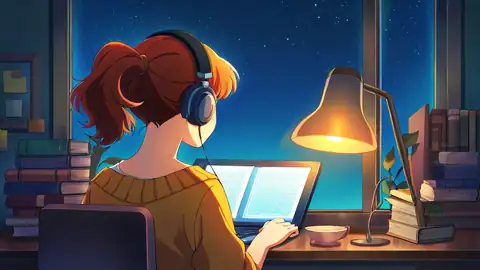 Girl Desk Night Lamp lofi wallpaper girl desk night lamp 0359983472