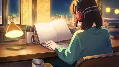 Girl Desk Night Lamp lofi wallpaper girl desk night lamp 0364299188