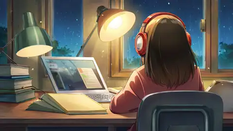 Girl Desk Night Lamp lofi wallpaper girl desk night lamp 0376984427