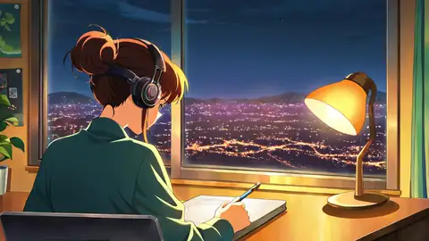 Girl Desk Night Lamp lofi wallpaper girl desk night lamp 0571804164