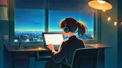 Girl Desk Night Lamp lofi wallpaper girl desk night lamp 0640006913