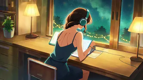 Girl Desk Night Lamp lofi wallpaper girl desk night lamp 0997005332