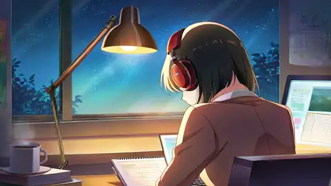 Girl Desk Night Lamp lofi wallpaper girl desk night lamp 1094672021