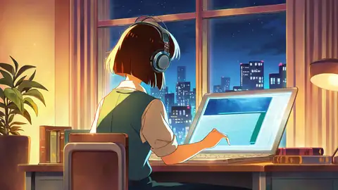 Girl Desk Night Lamp lofi wallpaper girl desk night lamp 1173338109