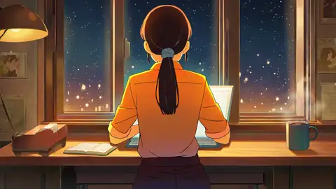 Girl Desk Night Lamp lofi wallpaper girl desk night lamp 1199389013