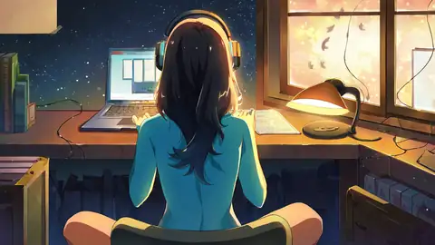 Girl Desk Night Lamp lofi wallpaper girl desk night lamp 1308798293