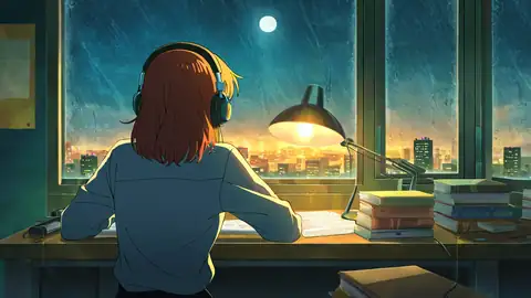 Girl Desk Night Lamp lofi wallpaper girl desk night lamp 1383299270