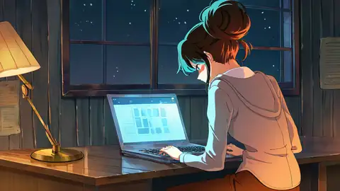 Girl Desk Night Lamp lofi wallpaper girl desk night lamp 1410687322
