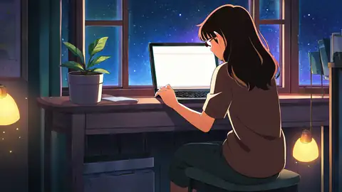 Girl Desk Night Lamp lofi wallpaper girl desk night lamp 1416197954