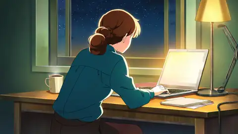 Girl Desk Night Lamp lofi wallpaper girl desk night lamp 1444633749