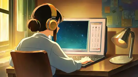 Girl Desk Night Lamp lofi wallpaper girl desk night lamp 1504685279