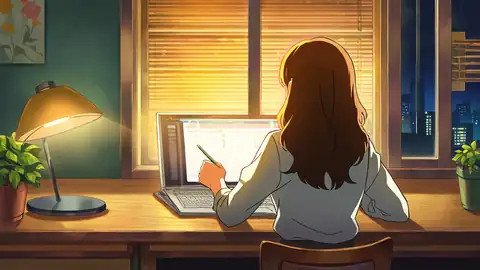 Girl Desk Night Lamp lofi wallpaper girl desk night lamp 1639194918