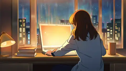 Girl Desk Night Lamp lofi wallpaper girl desk night lamp 1677695441