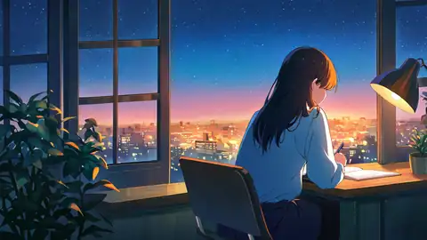 Girl Desk Night Lamp lofi wallpaper girl desk night lamp 1751094967