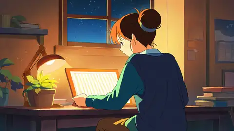 Girl Desk Night Lamp lofi wallpaper girl desk night lamp 1753648444