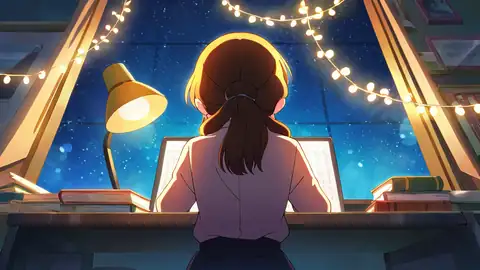 Girl Desk Night Lamp lofi wallpaper girl desk night lamp 1768716475